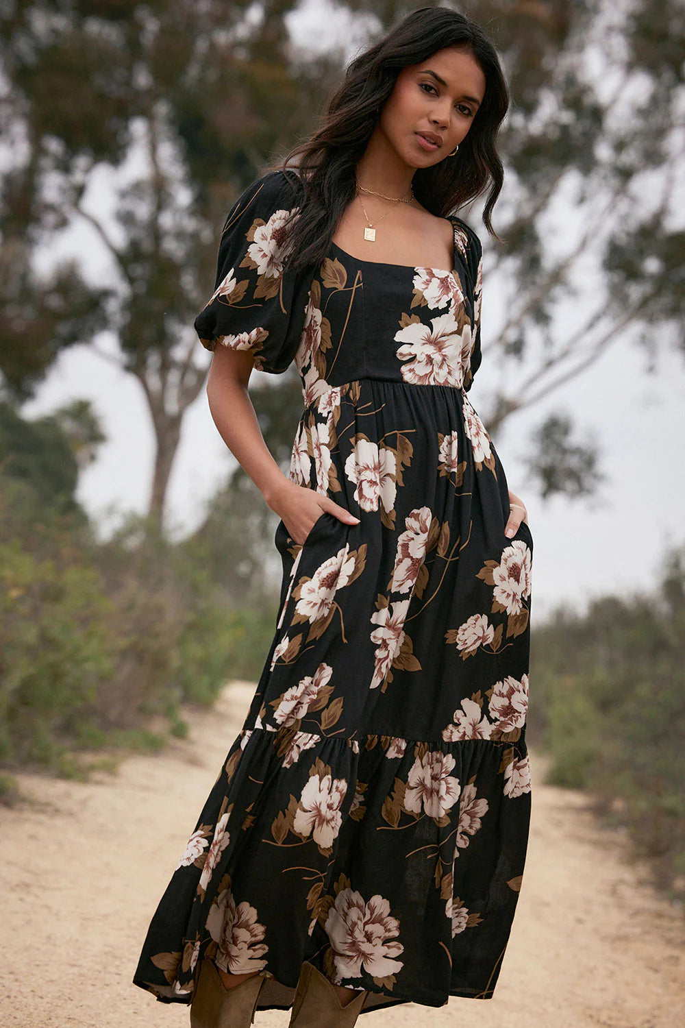 Dark floral midi dress urban hot sale