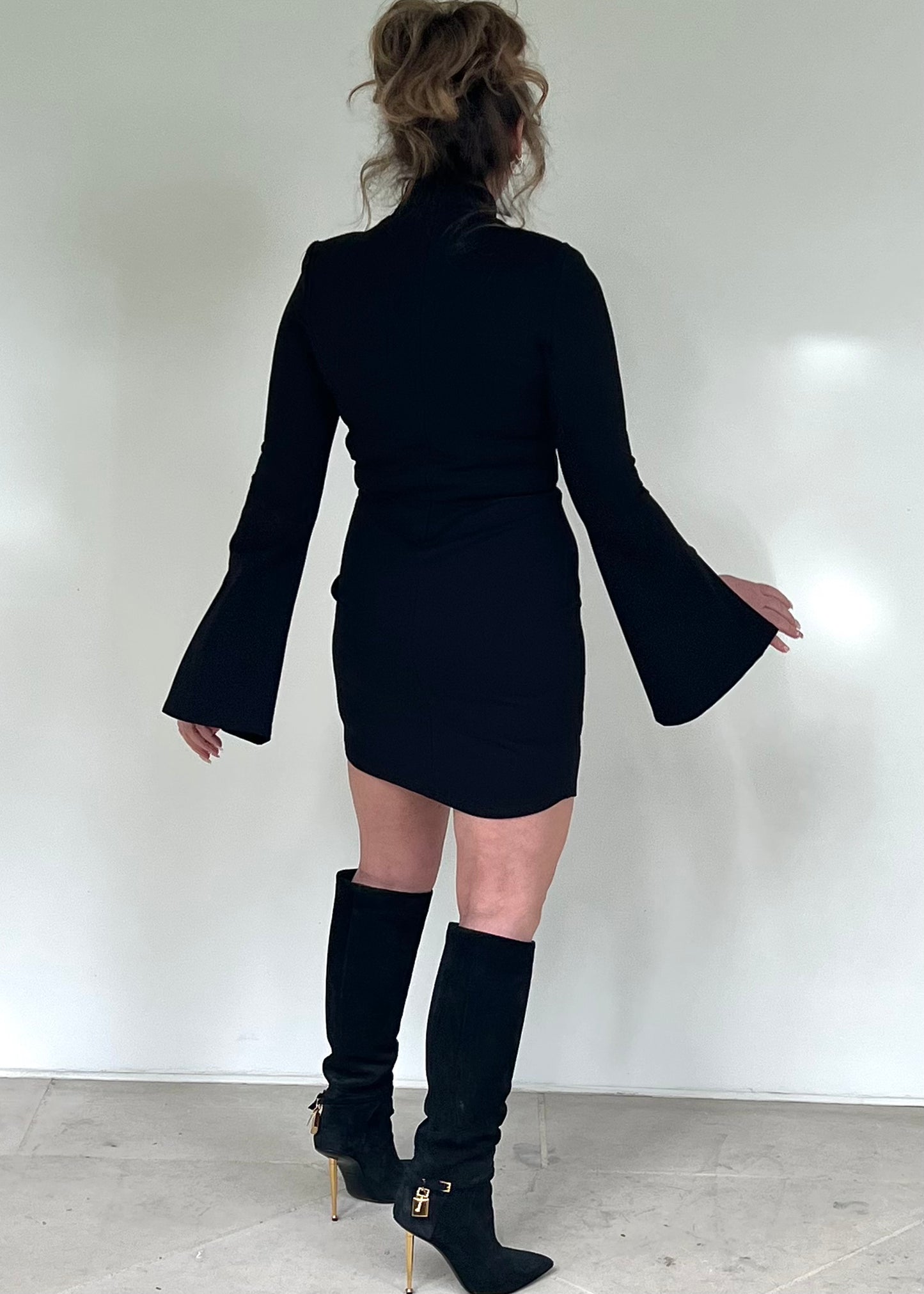 Wide Bell Sleeve Mini Dress