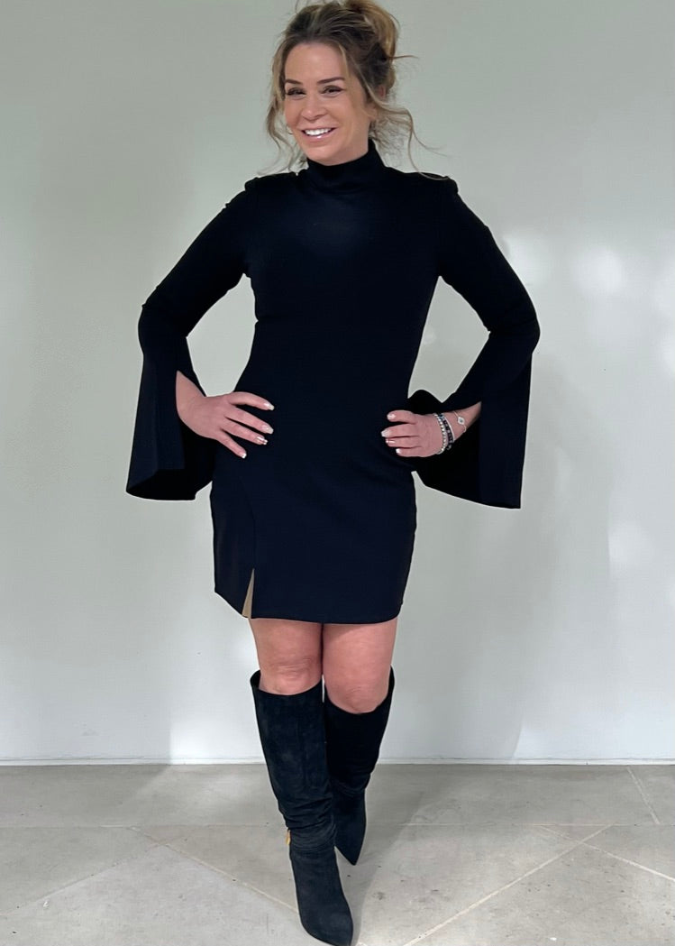 Wide Bell Sleeve Mini Dress