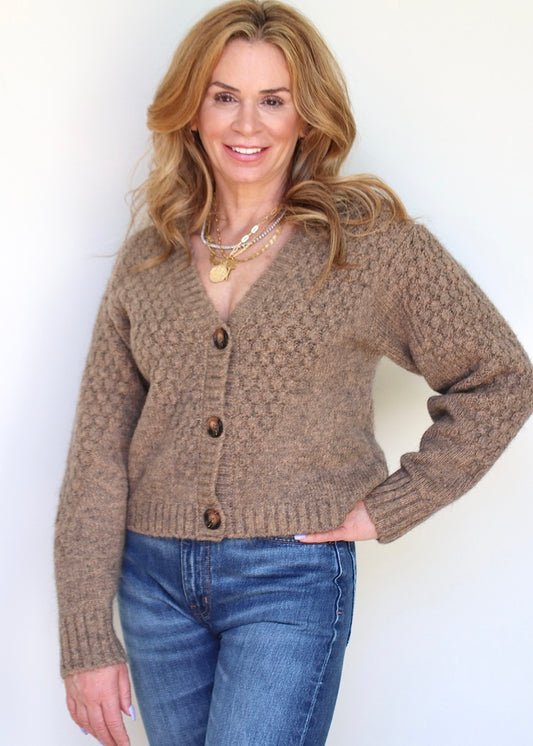 Taupe Cropped Cardigan