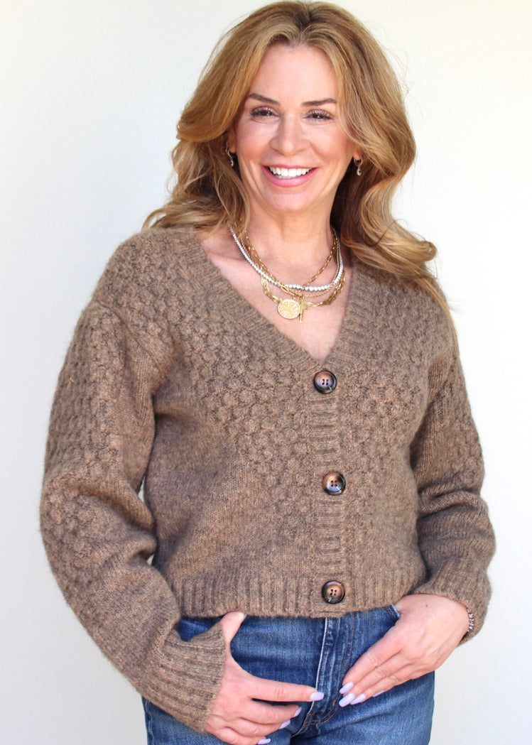 Taupe Cropped Cardigan