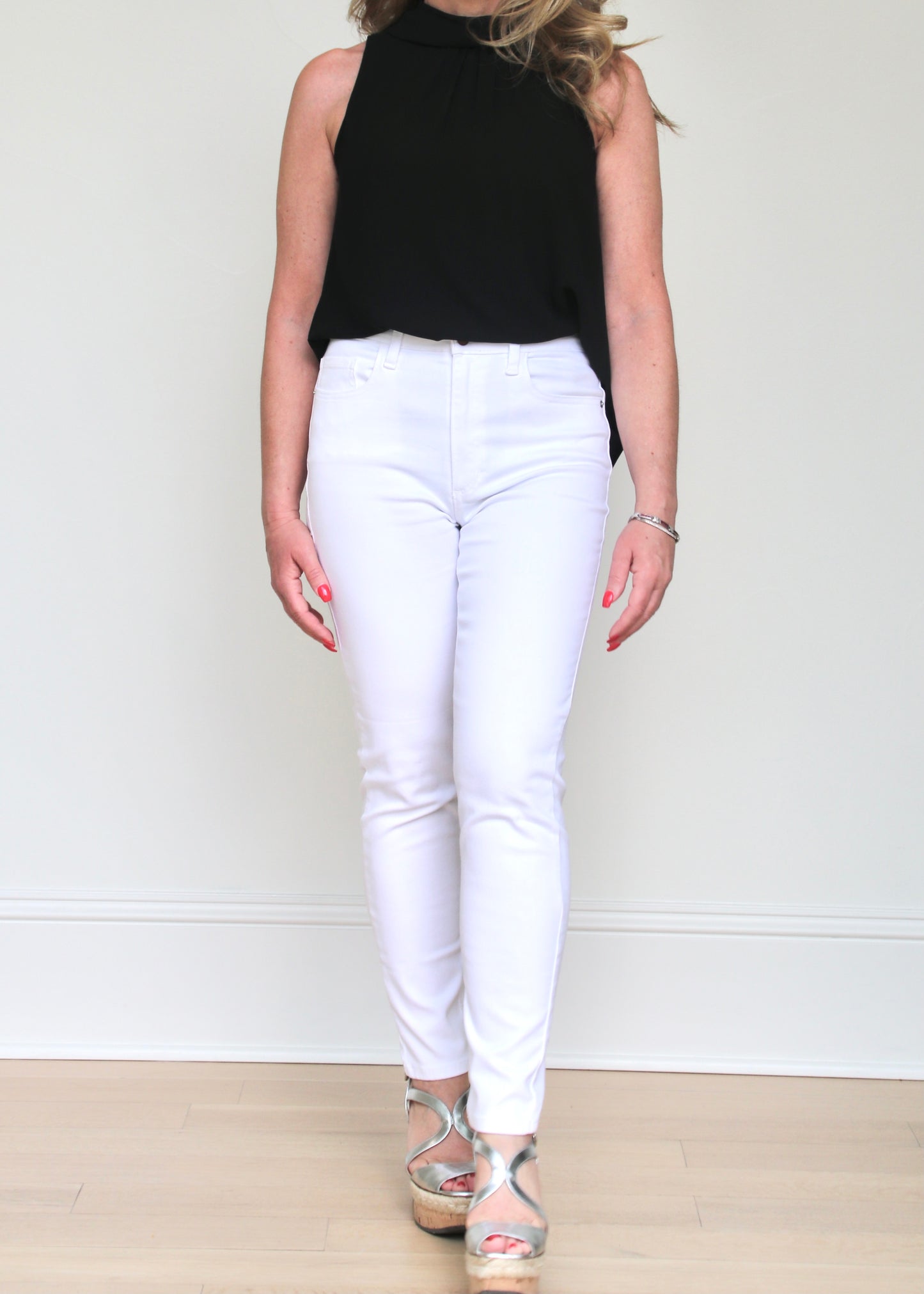 High Rise Classic White Skinny Jeans