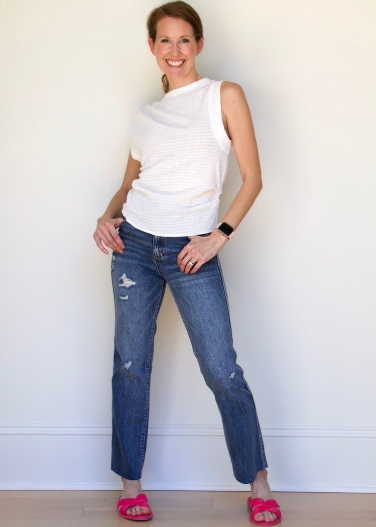 High Rise Straight Denim Jeans