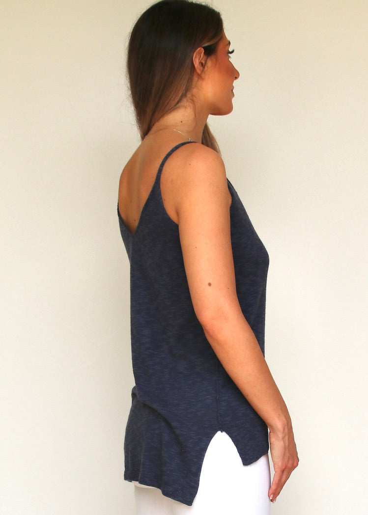 Long V-Neck Knit Tank