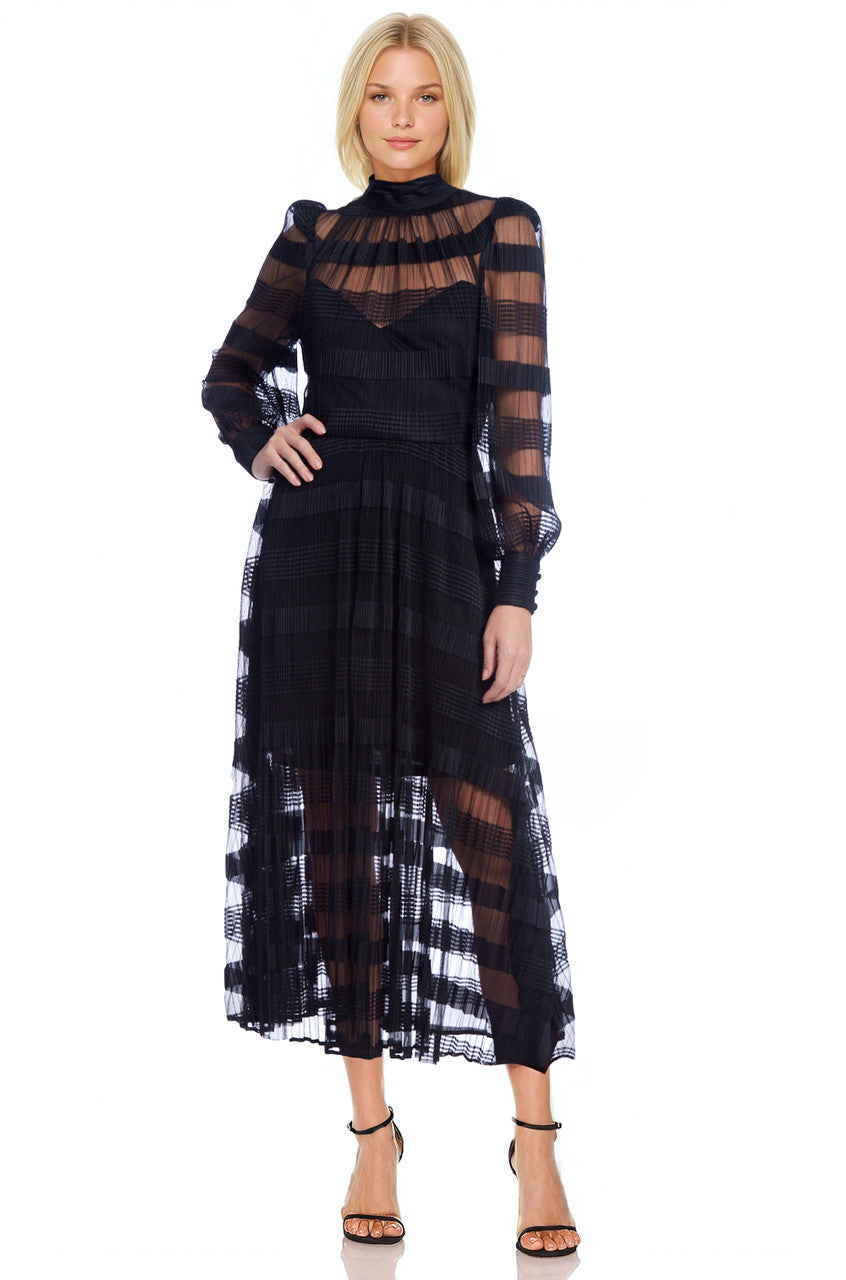 Beatrice Long Sleeve Spliced Midi Dress