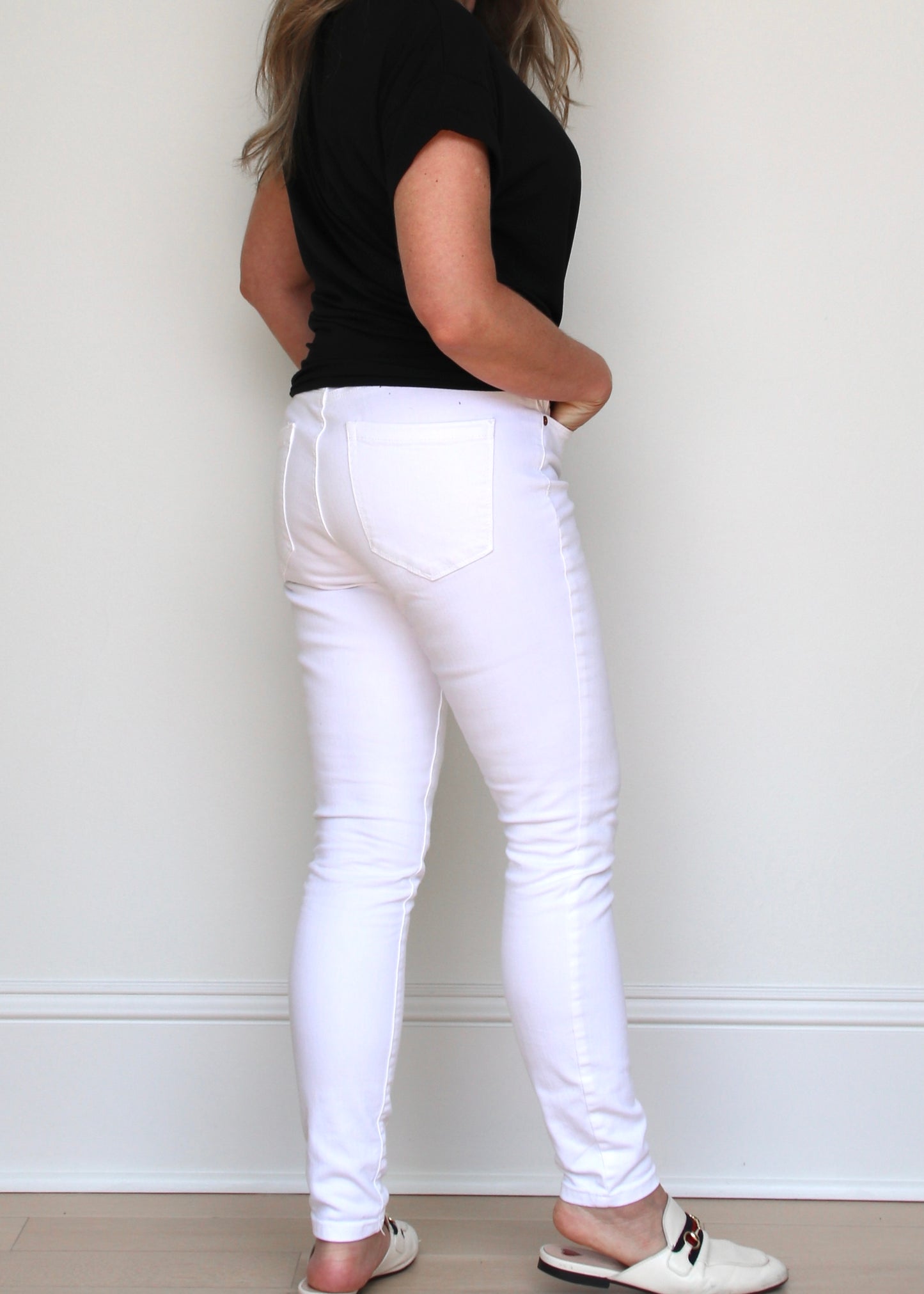 High Rise Classic White Skinny Jeans