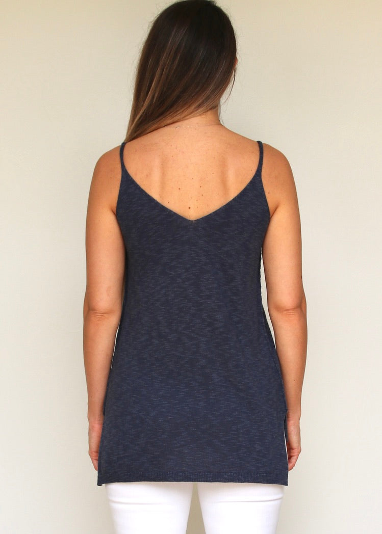 Long V-Neck Knit Tank