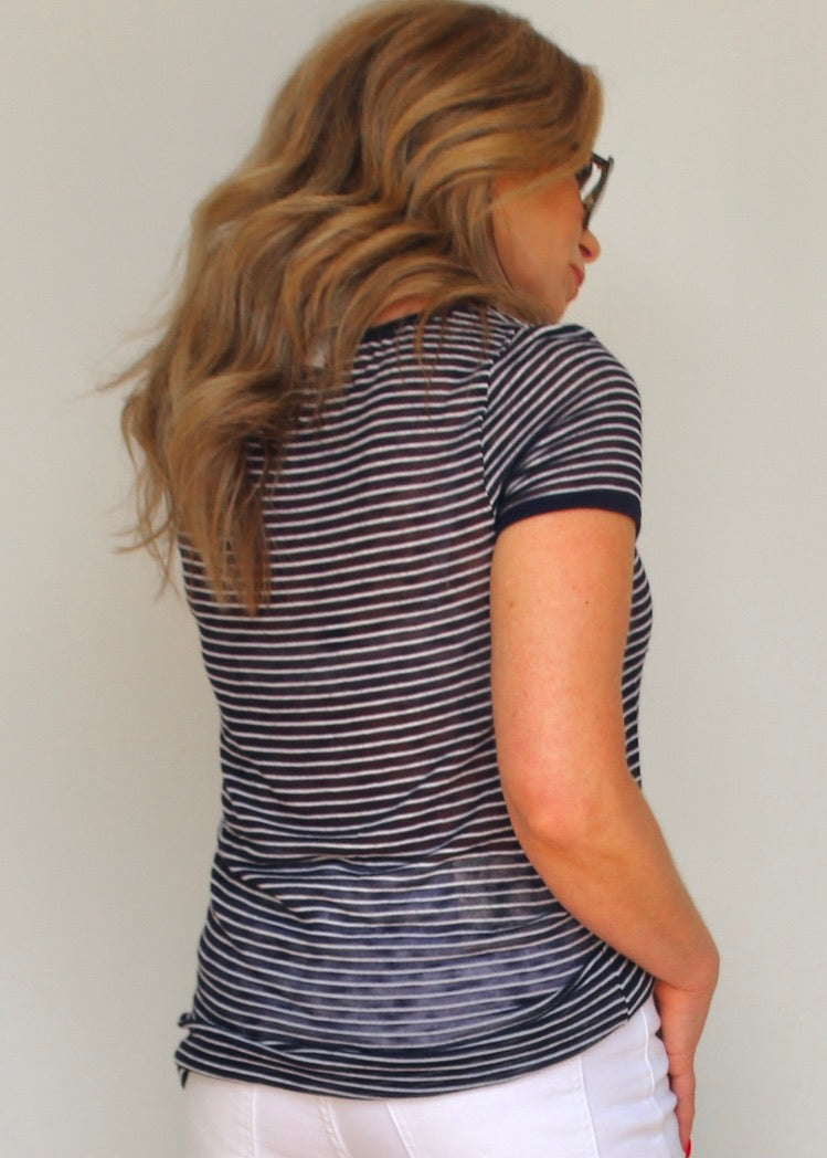 Navy Striped Pocket Tee