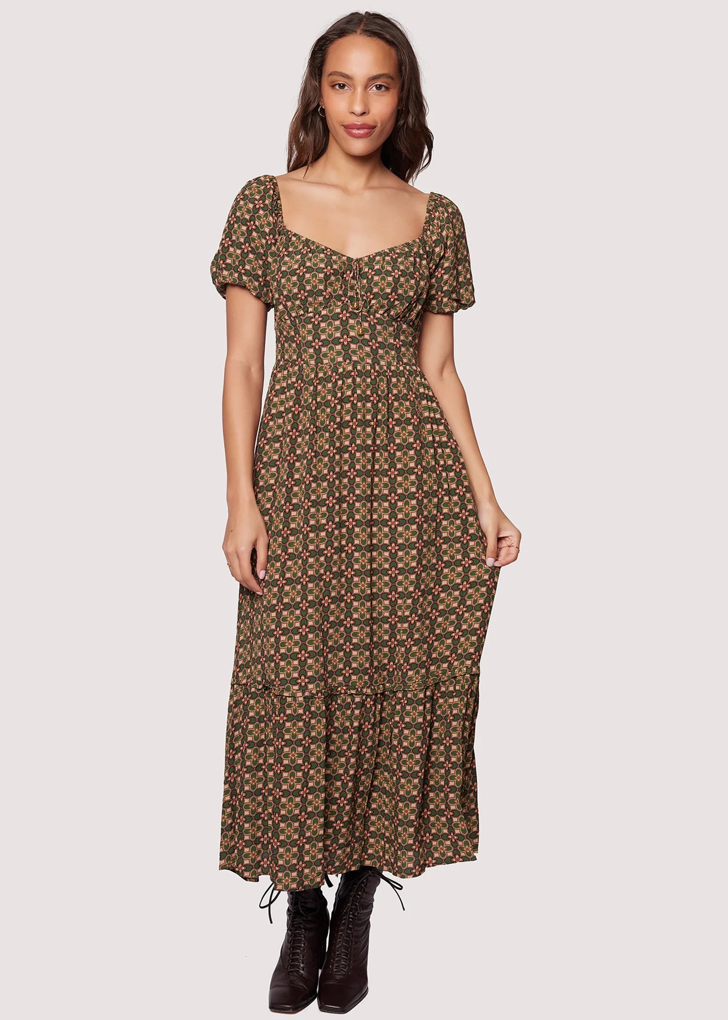 Pinnate Leaves Maxi Dress