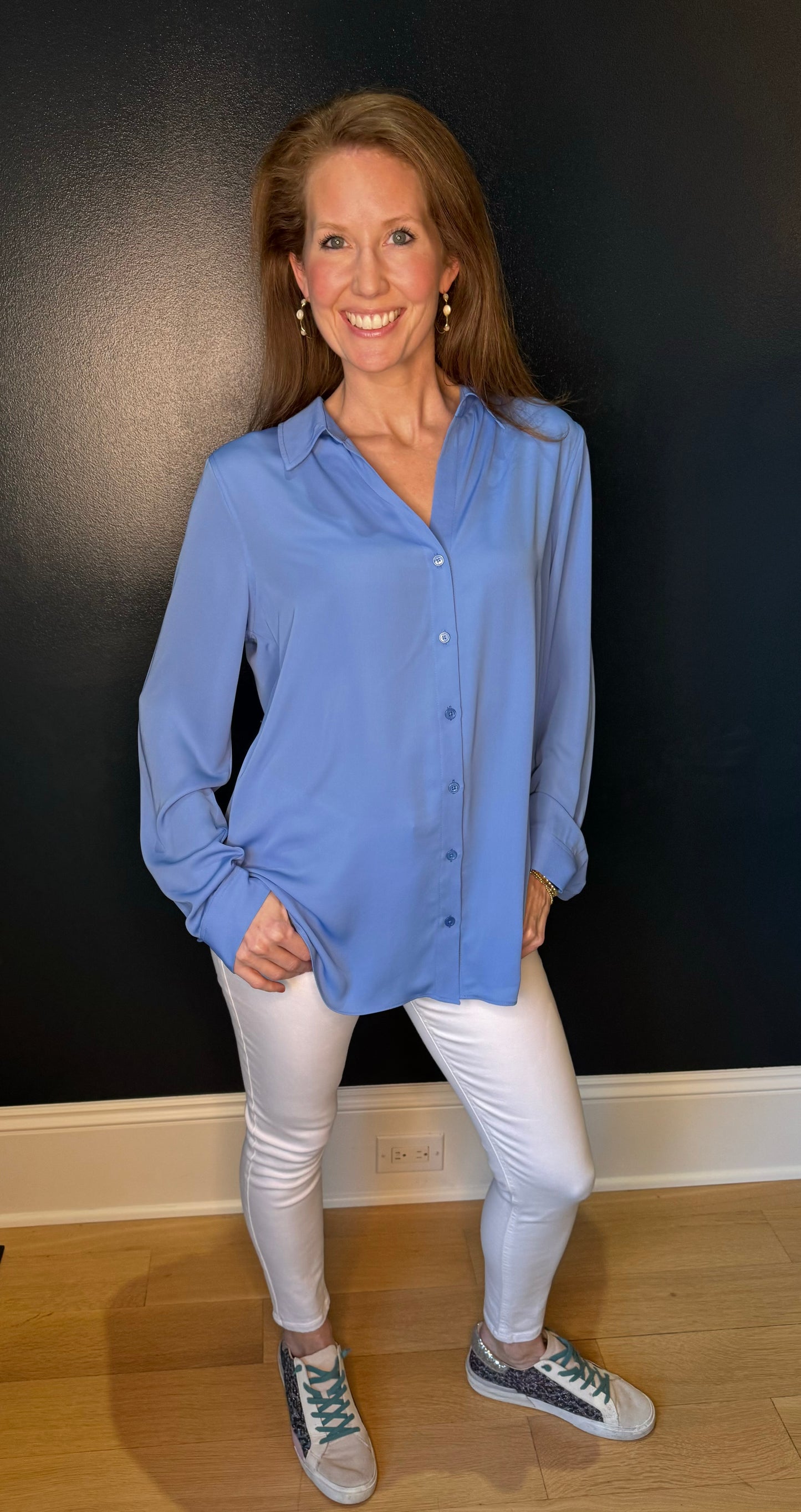 Azure Blue Collard Button Down Shirt