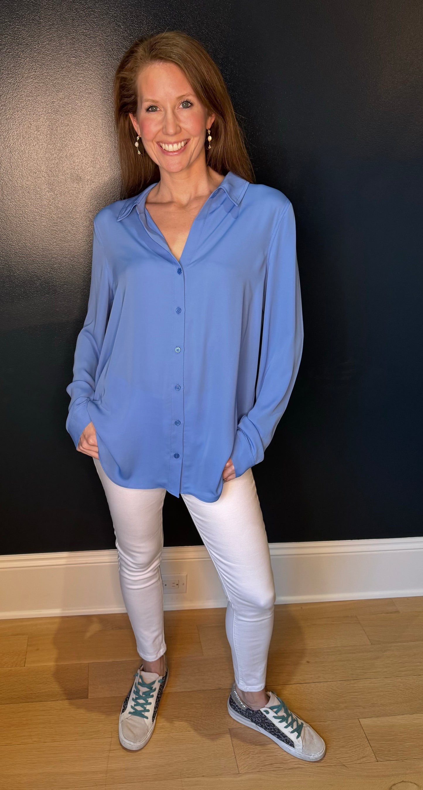 Azure Blue Collard Button Down Shirt