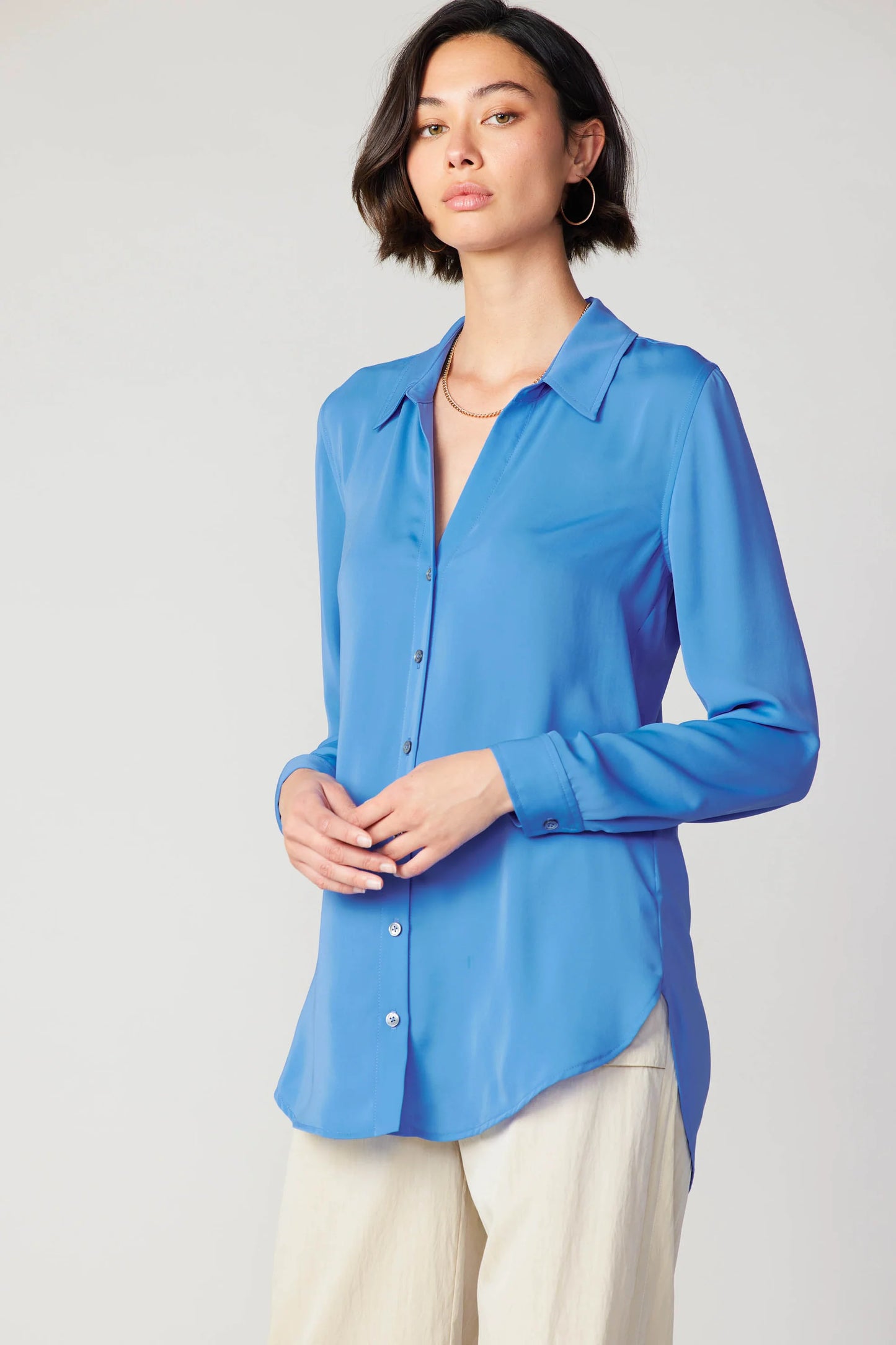 Azure Blue Collard Button Down Shirt