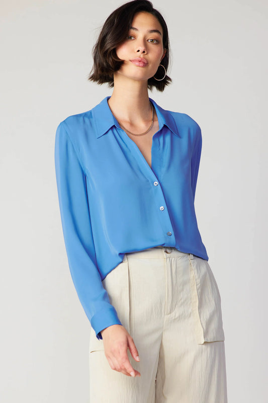 Azure Blue Collard Button Down Shirt