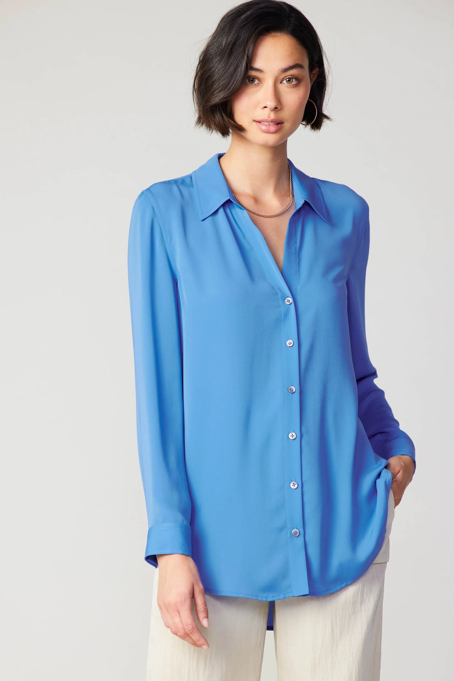 Azure Blue Collard Button Down Shirt