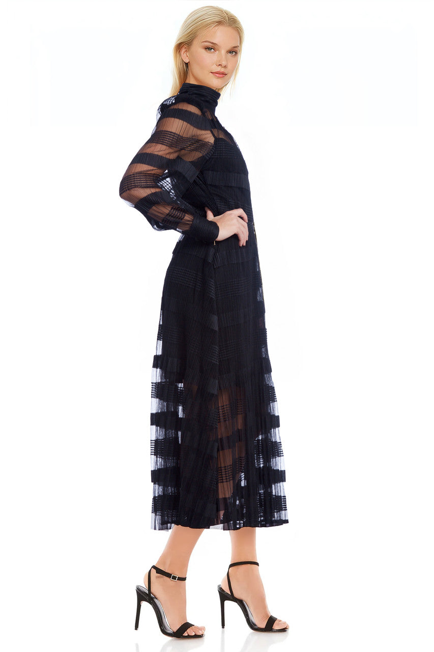 Beatrice Long Sleeve Spliced Midi Dress