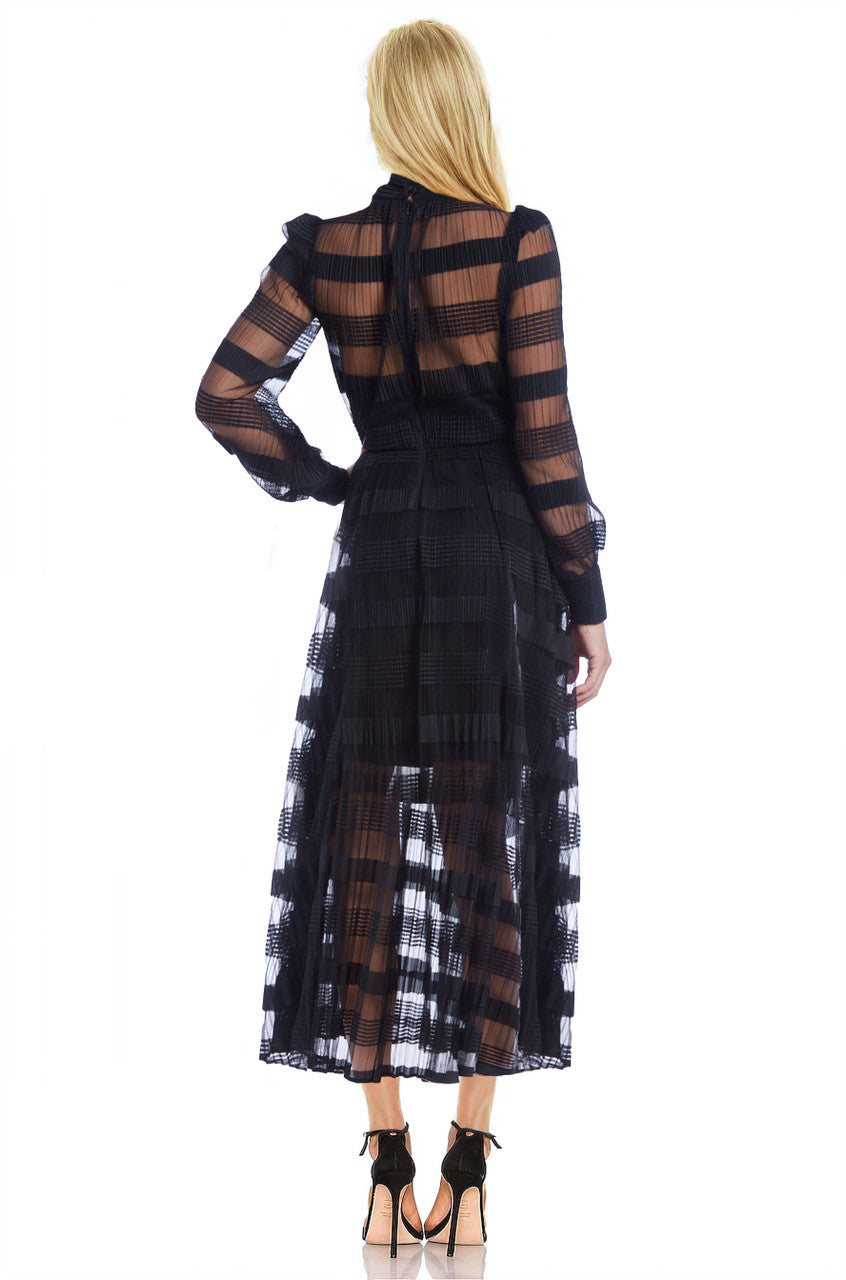 Beatrice Long Sleeve Spliced Midi Dress