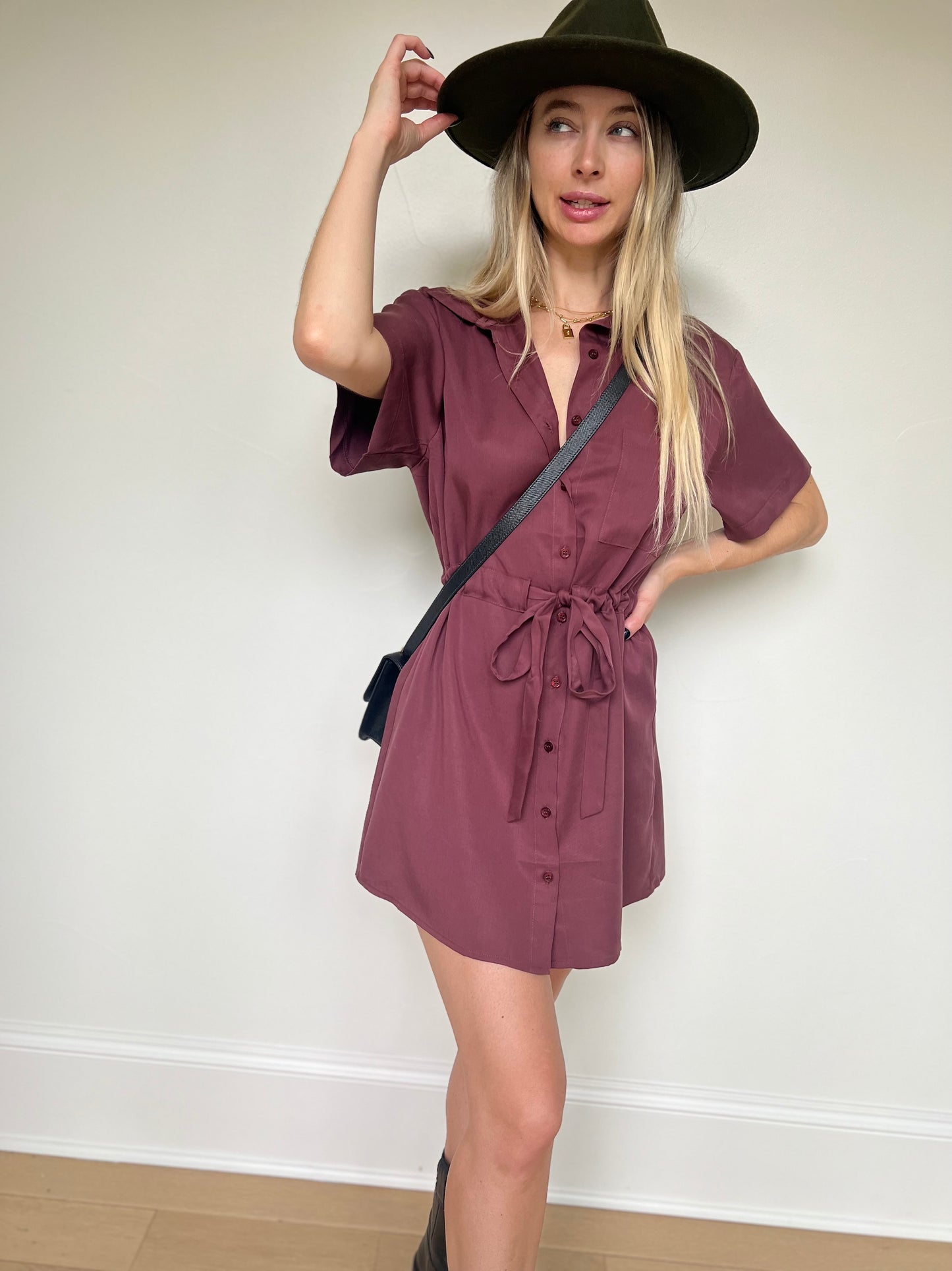 Short Sleeve Button Down Shirt Dress