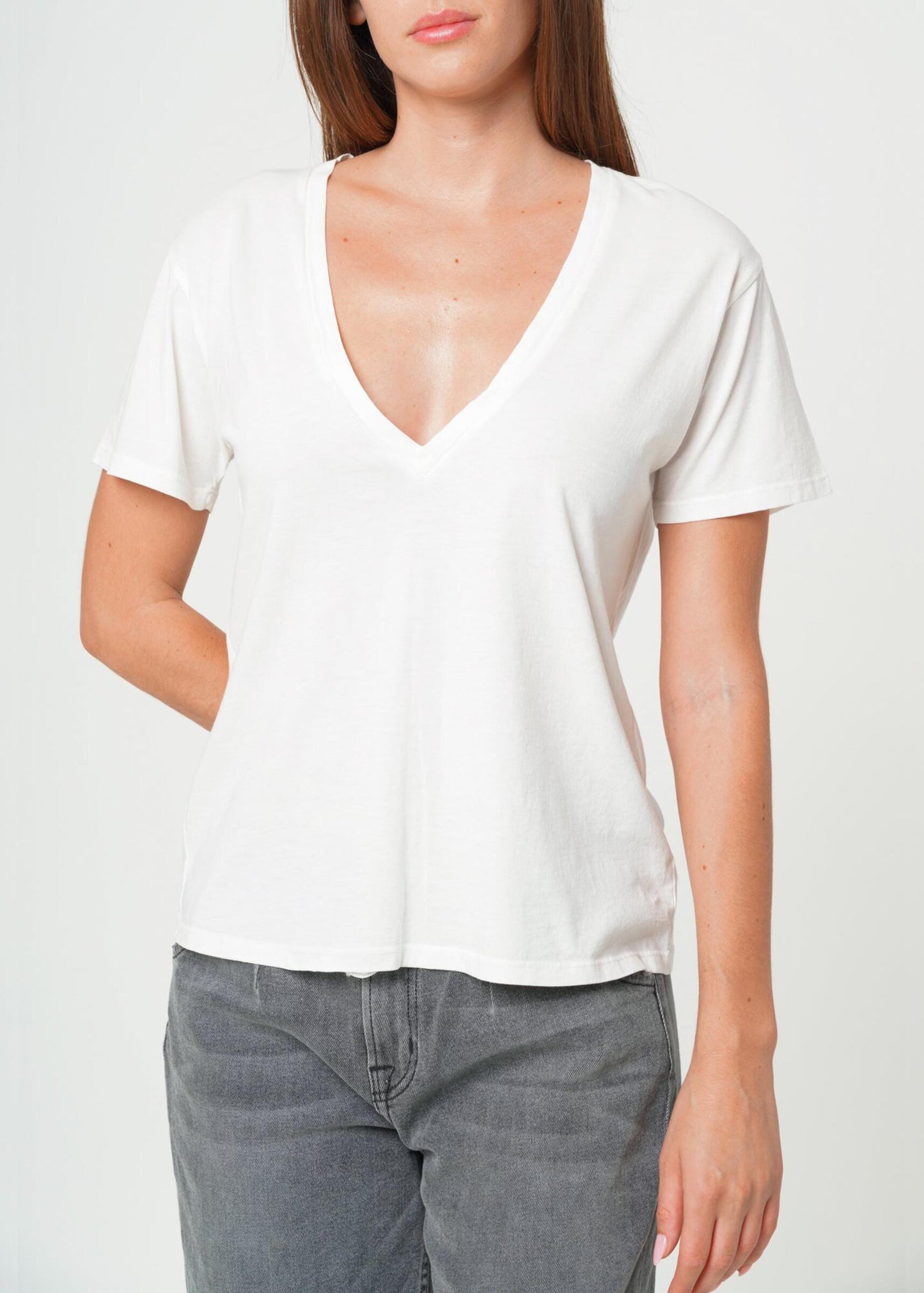 Supima Cotton Deep V Neck Tee