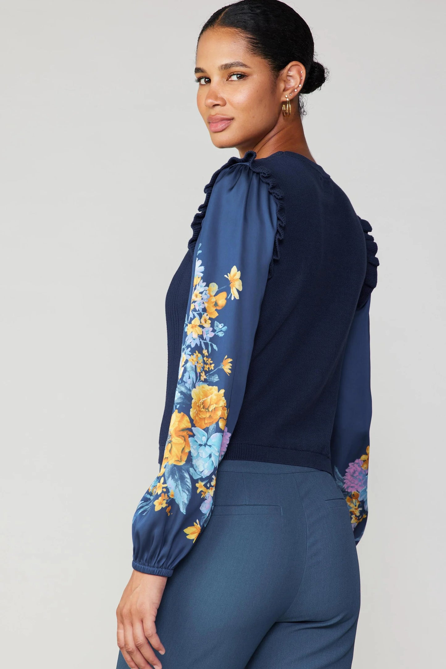 Floral Print Contrast Sweater