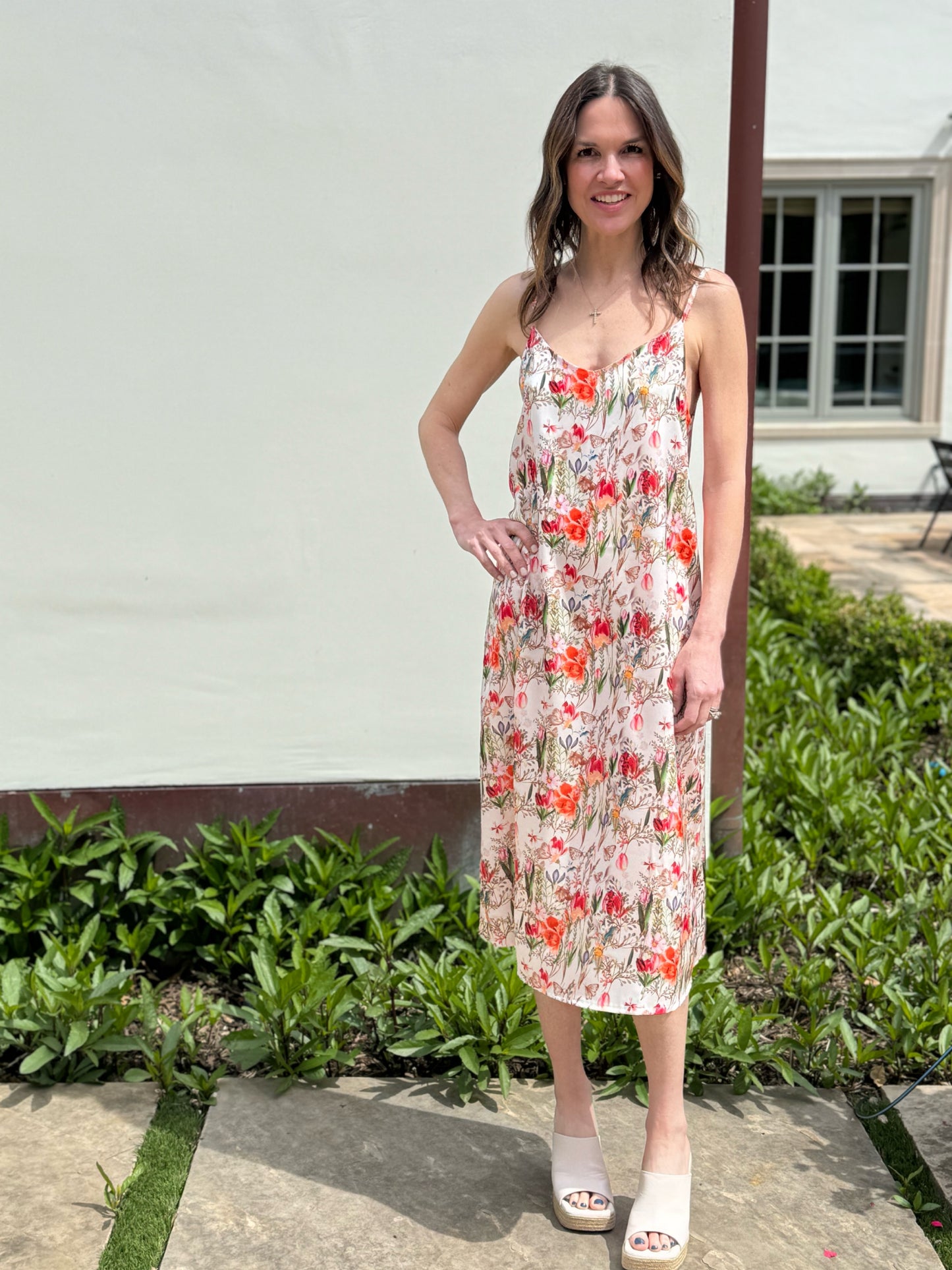 Garden Print Spaghetti Strap Dress