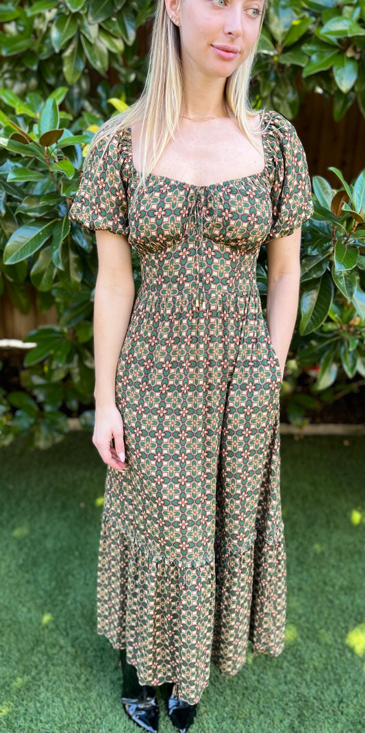 Pinnate Leaves Maxi Dress