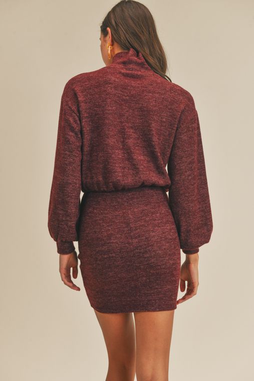 Mock Neck Cinched Knit Dress