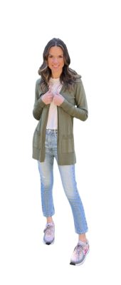 Olive Green Cardigan with Pockets