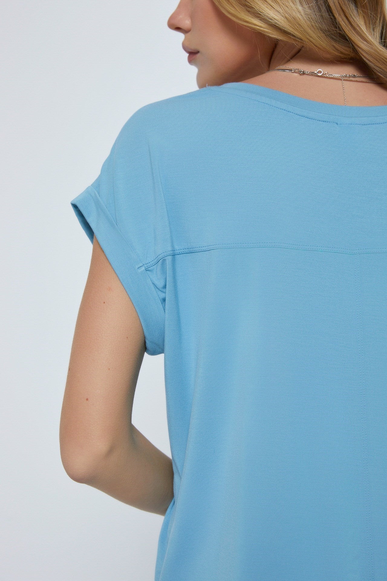 Oversized Mint Fiber V-Neck Tee