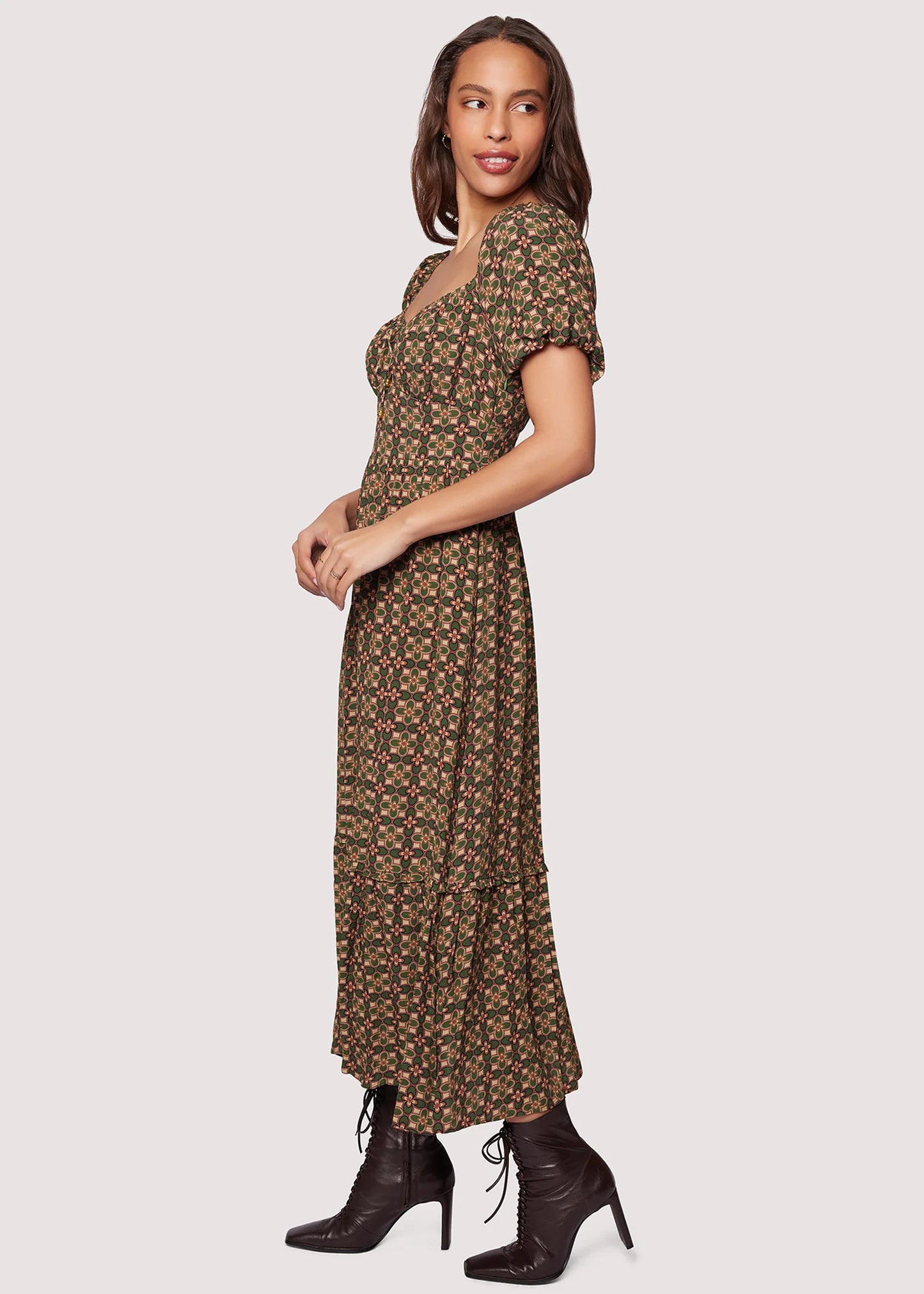 Pinnate Leaves Maxi Dress