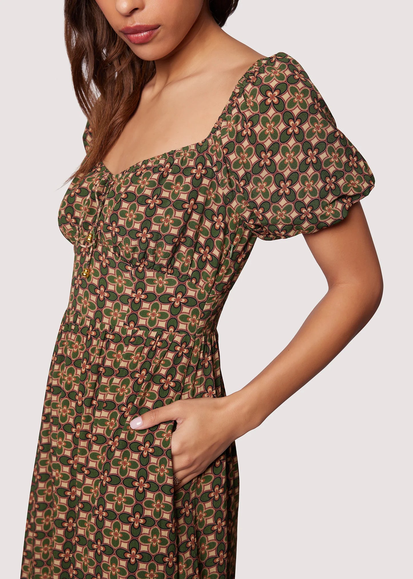 Pinnate Leaves Maxi Dress