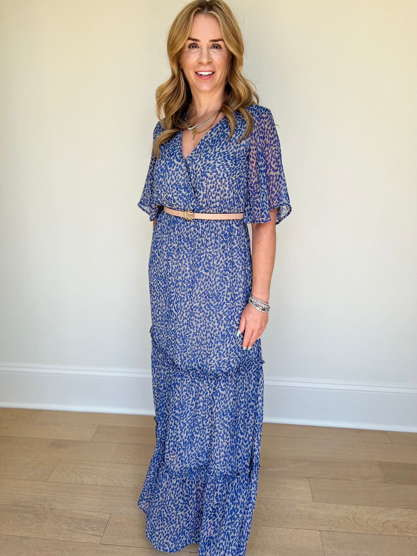 Royal Blue Chiffon Maxi Dress