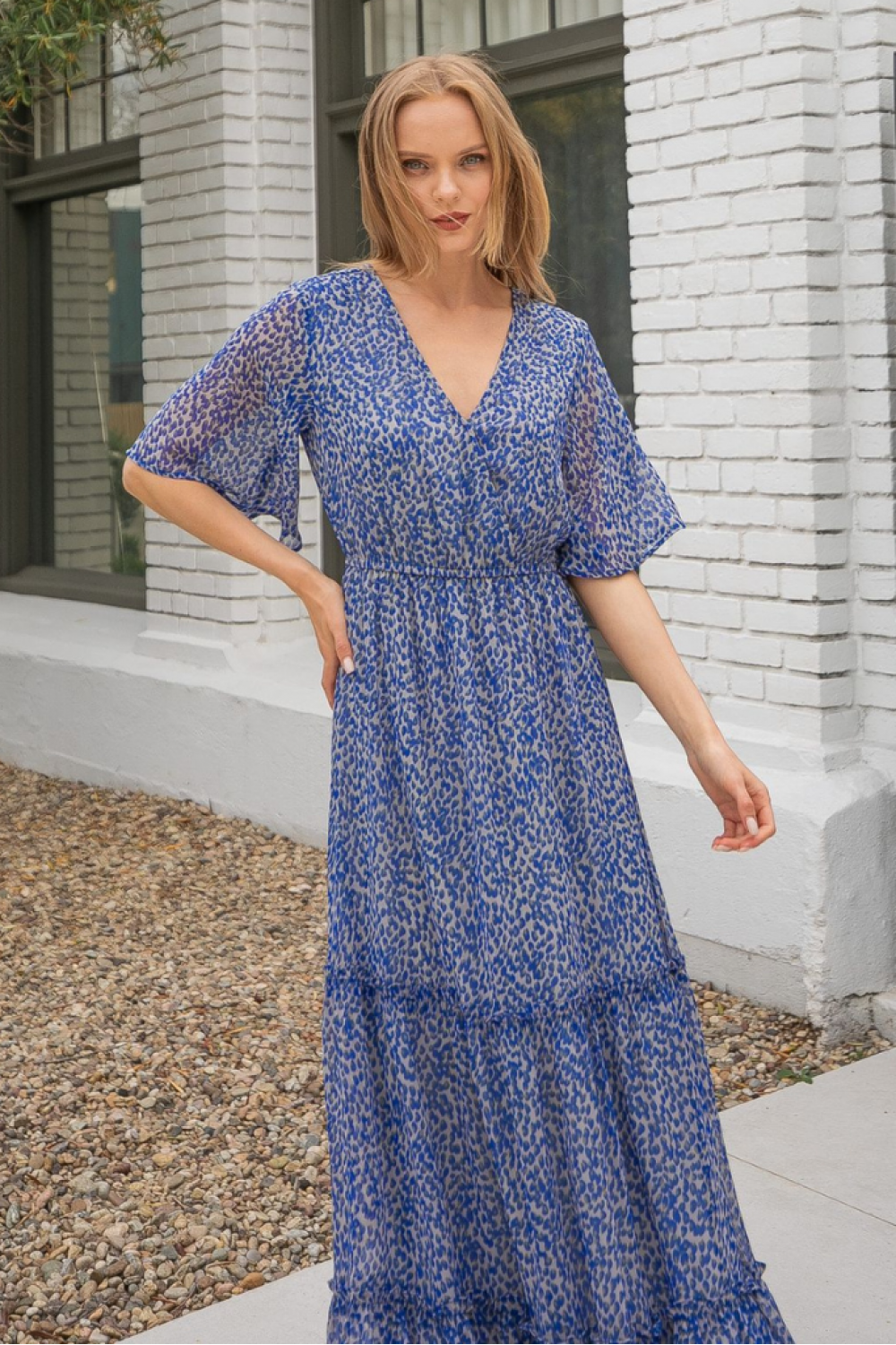 Royal Blue Chiffon Maxi Dress