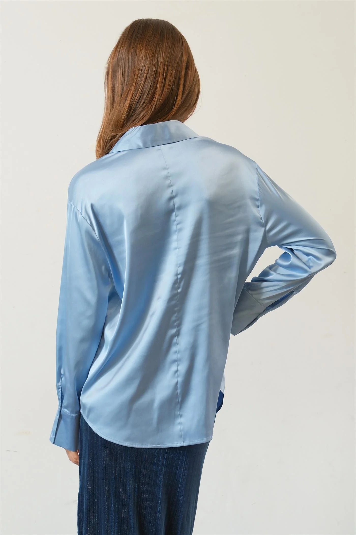 Satin Button Front Shirt