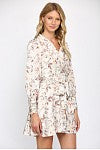 Satin Floral Wrap Dress