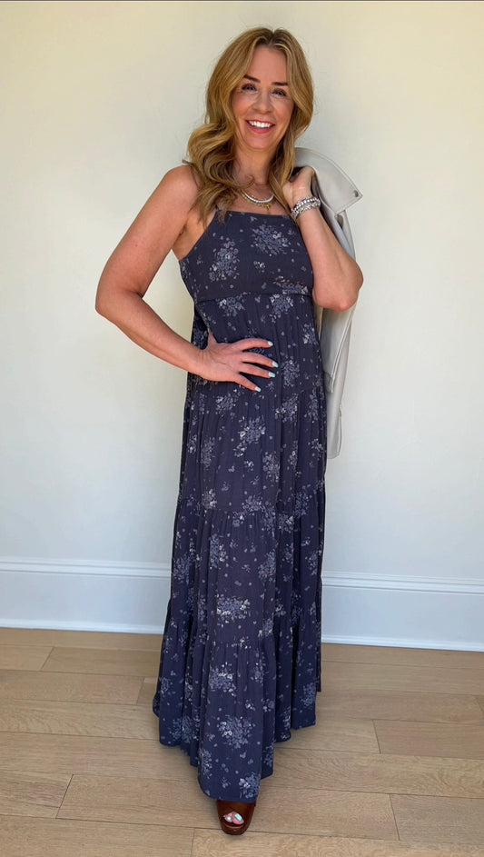 Royal Blue Sleeveless Tiered Maxi Dress