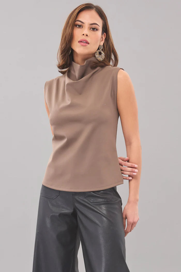 Sporty Neoprene Drape Neck Top