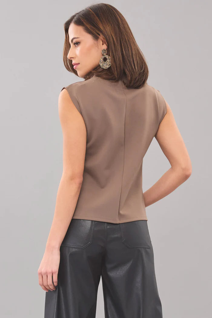 Sporty Neoprene Drape Neck Top