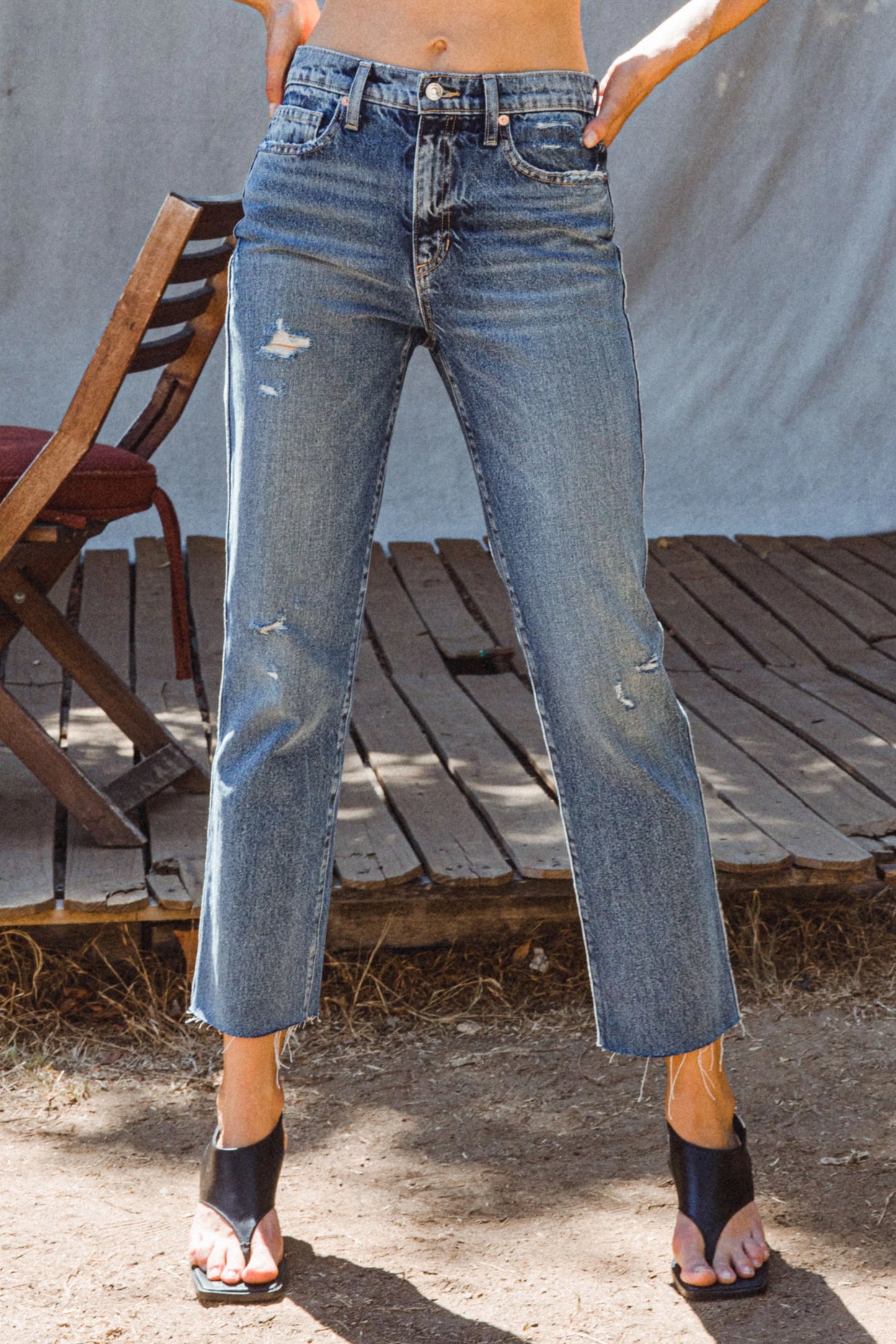 High Rise Straight Denim Jeans