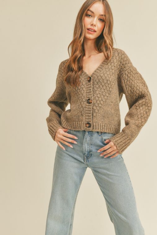 Taupe Cropped Cardigan