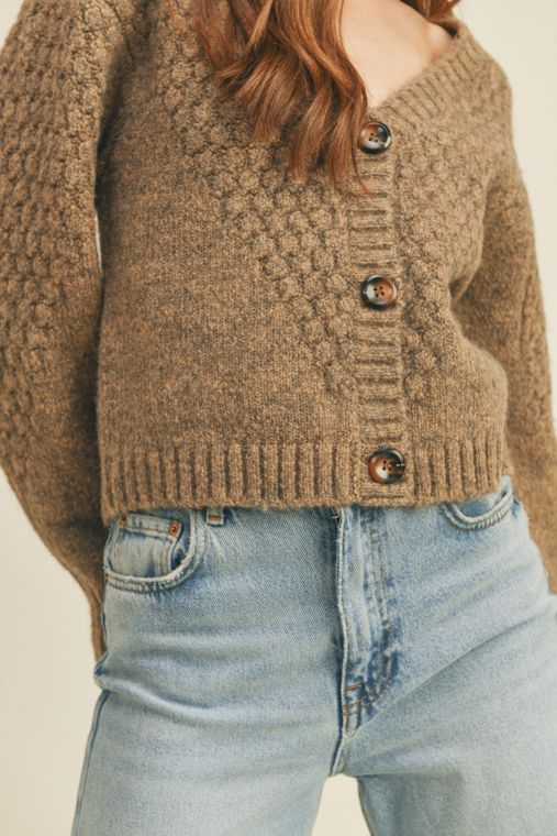 Taupe Cropped Cardigan