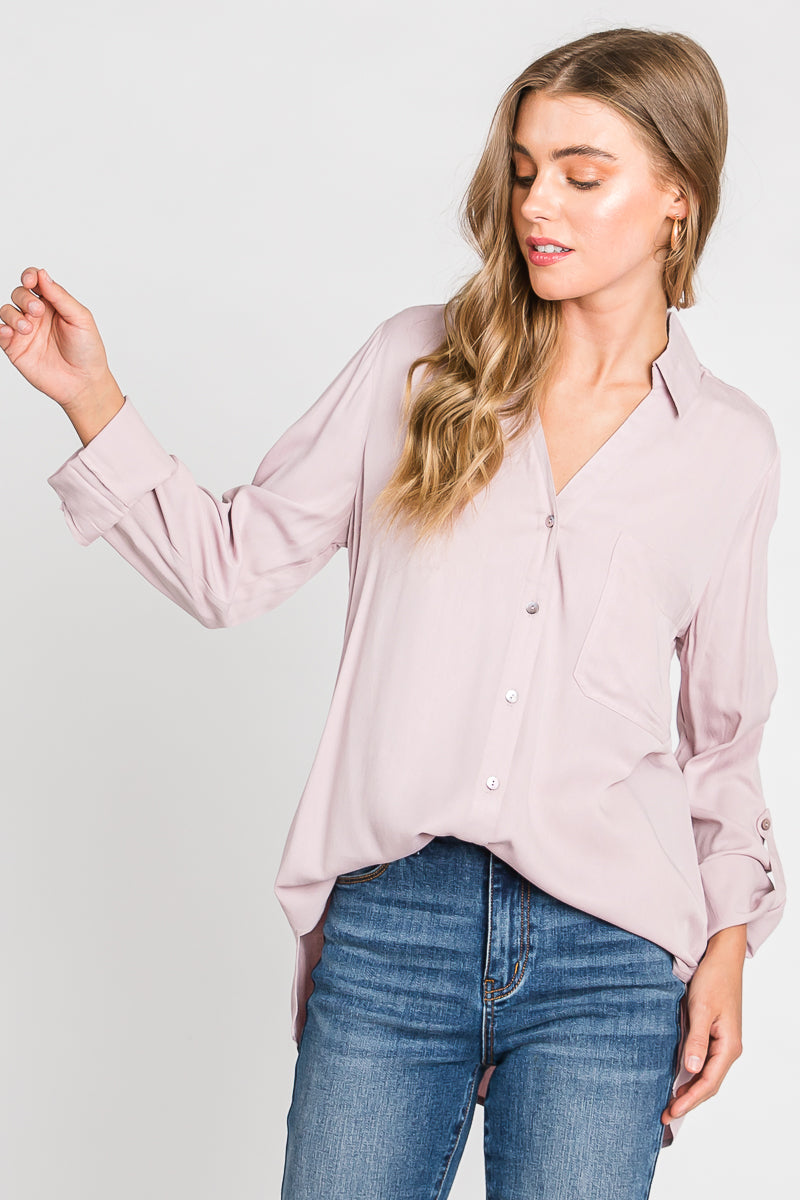 V-Neck Button Down Shirt