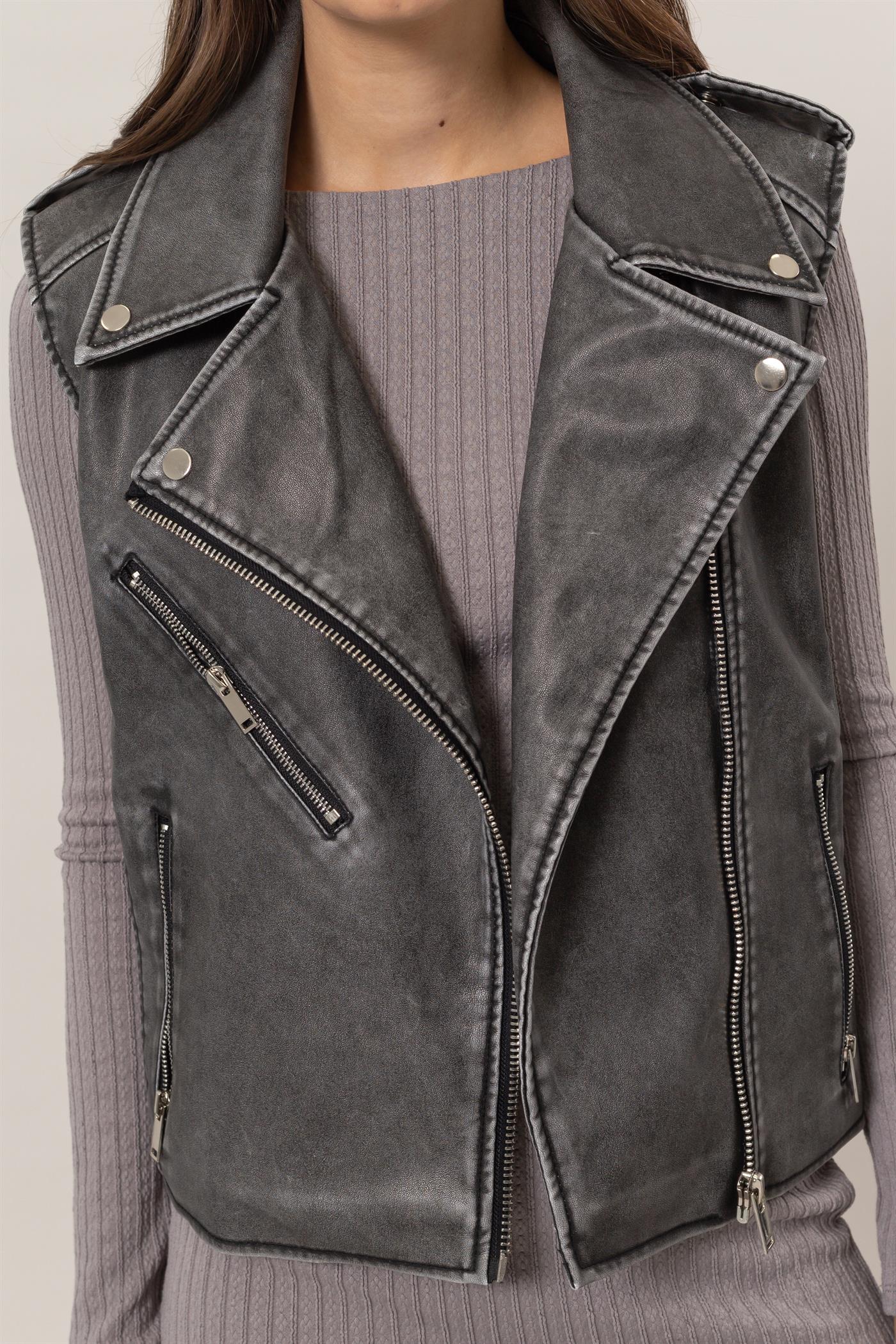 Washed Moto Vest