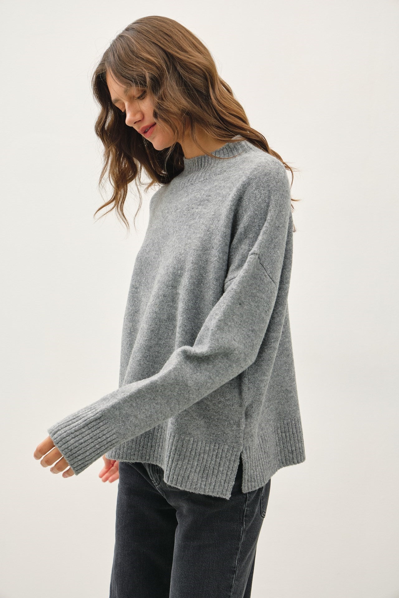 Wool Blend Mock Neck Sweater