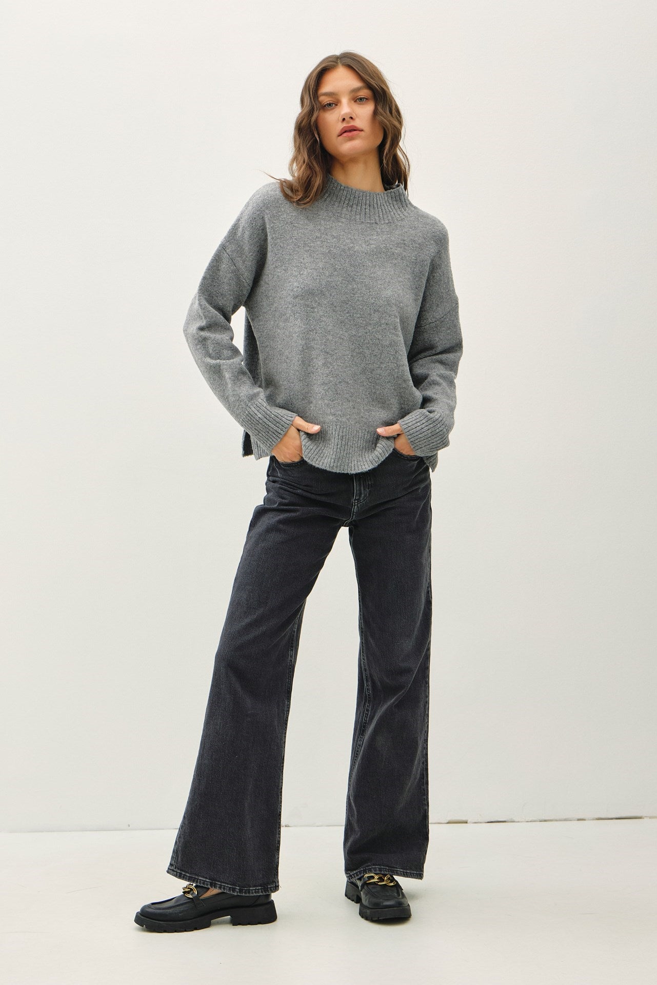 Wool Blend Mock Neck Sweater